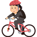 自転車通勤する女性