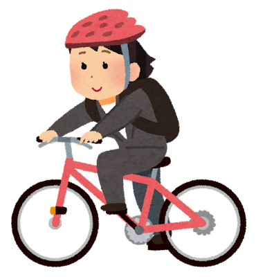 自転車通勤する女性