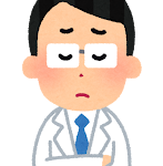 考える白衣の男性