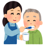 歯磨き介助をする女性のいらすと