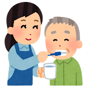 歯磨き介助をする女性のいらすと