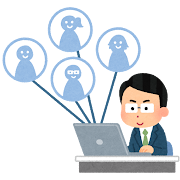 クラウドソーシングする男性のいらすと