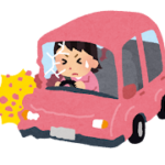自動車事故に遭う女性ドライバー