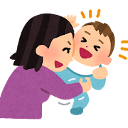 赤ちゃんをくすぐる母親のいらすと