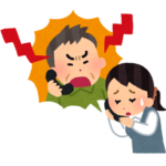 カスハラに対応する女性事務員のいらすと