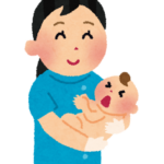 出生した赤ちゃんと助産師のいらすと