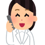 電話する白衣の女性のいらすと