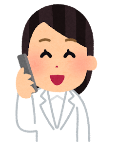 電話する白衣の女性のいらすと